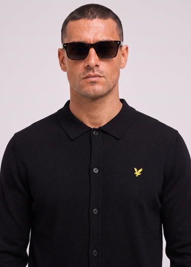 Lyle & Scott Shirts Cotton merino knitted shirt - jet black