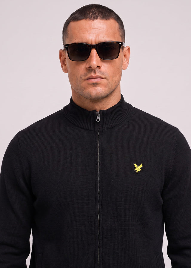 Lyle & Scott Cardigans Relaxed cotton merino full zip jumper - jet black