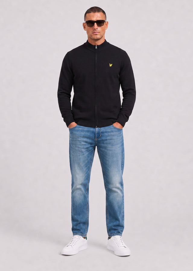 Lyle & Scott Cardigans Relaxed cotton merino full zip jumper - jet black