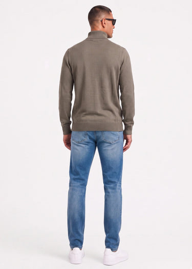 Lyle & Scott Truien Cotton merino quarter zip jumper - khaki ash
