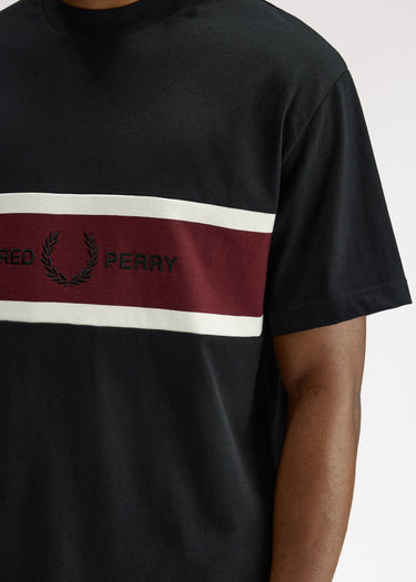 Fred Perry T-shirts Embroidered panel t-shirt - black