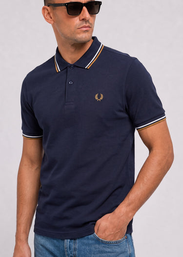 Twin tipped polo - twilight navy snow white dark caramel