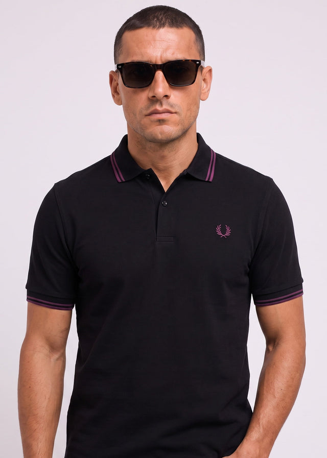 Fred Perry Polos Twin tipped polo - black plum plum