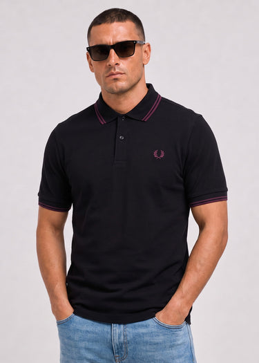 Fred Perry Polos Twin tipped polo - black plum plum