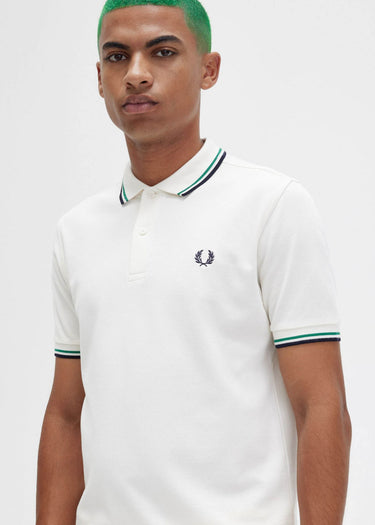 Fred Perry Polo's Twin tipped fred perry shirt - ecru fp green navy