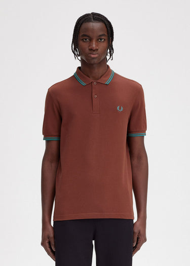 Fred Perry Polo's Twin tipped fred perry shirt - whisky brown deep mint