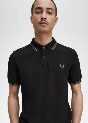 Fred Perry Polo's Twin tipped fred perry shirt - black field green