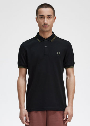 Fred Perry Polo's Twin tipped fred perry shirt - black field green