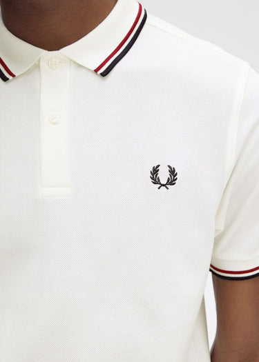 Fred Perry Polo's Twin tipped fred perry shirt - snow white burnt red navy