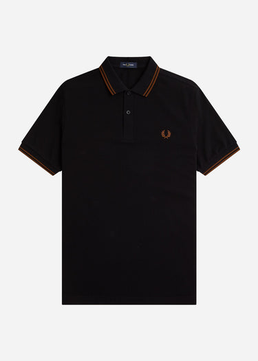 Fred Perry Polo's Twin tipped fred perry shirt - black whisky brown