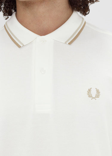 Fred Perry Polo's Twin tipped Fred Perry shirt - snow white oatmeal white stone