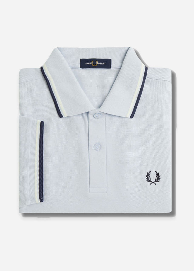 Fred Perry Polos Twin tipped fred perry polo shirt-Light Ice Snow White Tennisblue