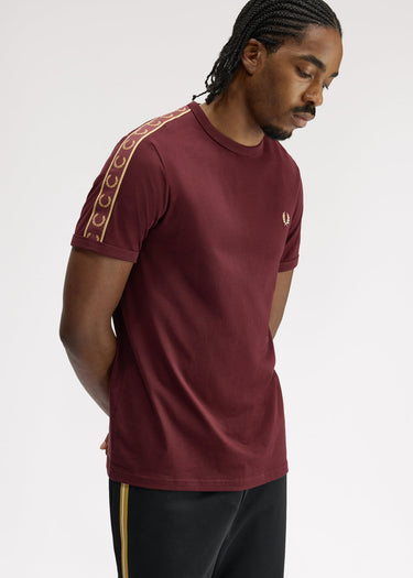 Fred Perry T-shirts Contrast tape ringer t-shirt - oxblood champagne