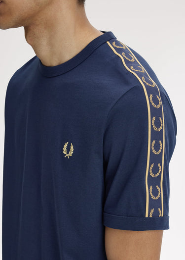 Fred Perry T-shirts Contrast tape ringer t-shirt - tennis blue champagne