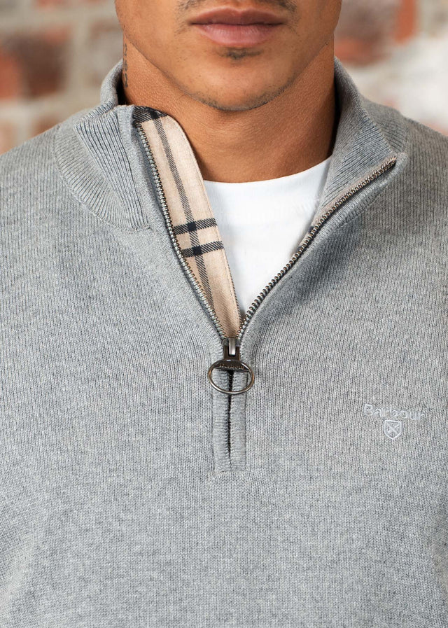 Barbour Sweaters Barbour cotton half zip knitted jumper - grey marl