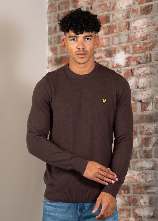 Lyle & Scott Sweaters Cotton merino crew neck jumper - espresso