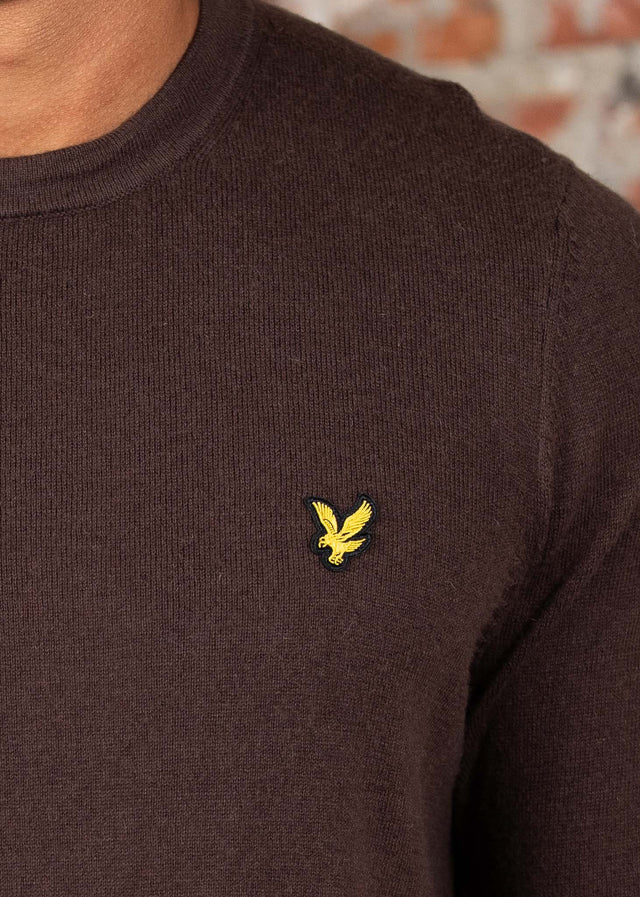 Lyle & Scott Sweaters Cotton merino crew neck jumper - espresso