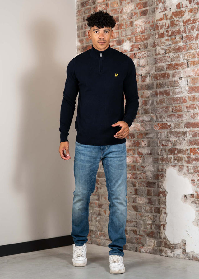 Lyle & Scott Sweaters Cotton merino quarter zip jumper - dark navy