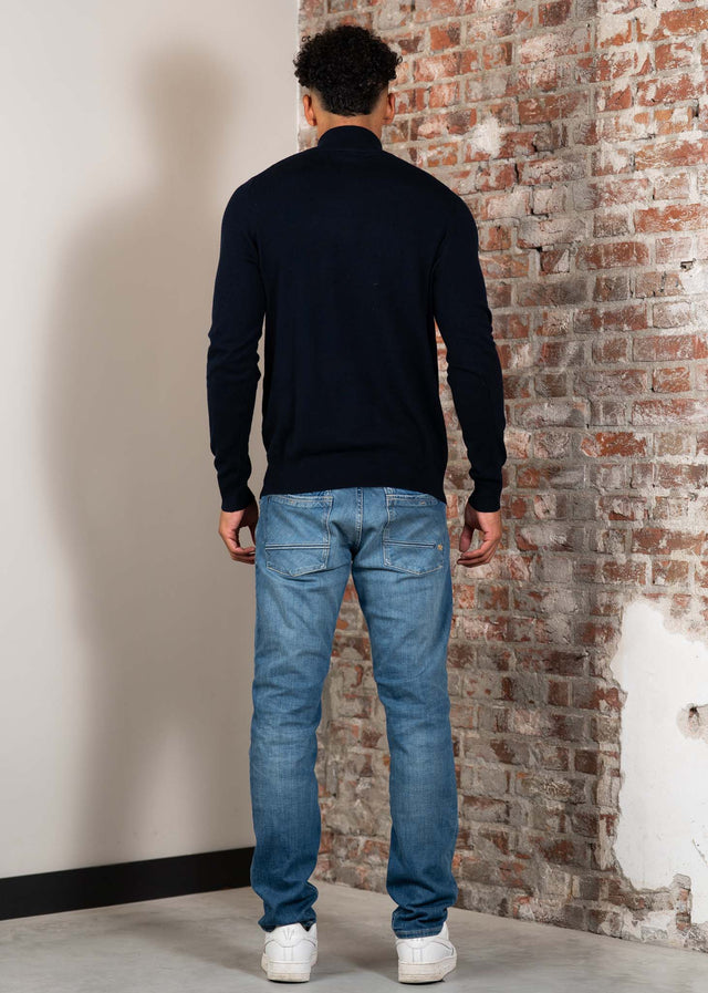 Lyle & Scott Sweaters Cotton merino quarter zip jumper - dark navy