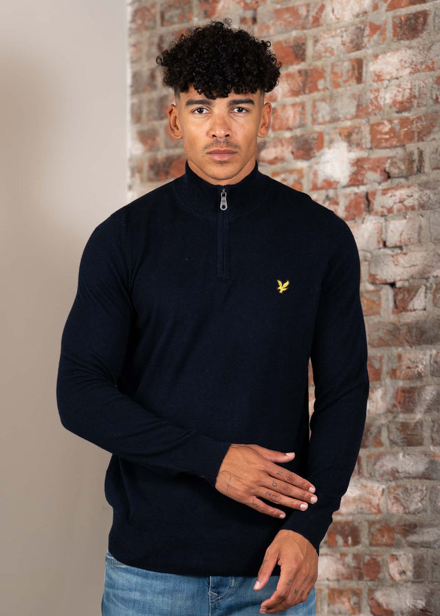 Lyle & Scott Sweaters Cotton merino quarter zip jumper - dark navy