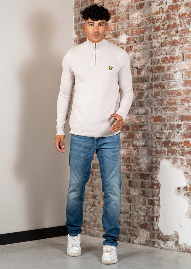 Lyle & Scott Sweaters Cotton merino quarter zip jumper - cove