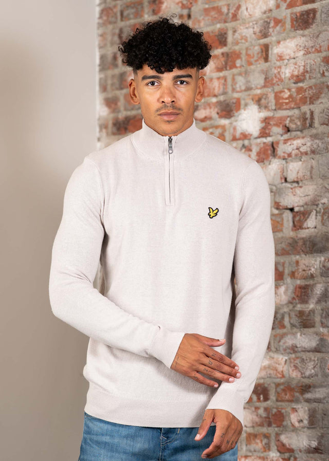 Lyle & Scott Sweaters Cotton merino quarter zip jumper - cove