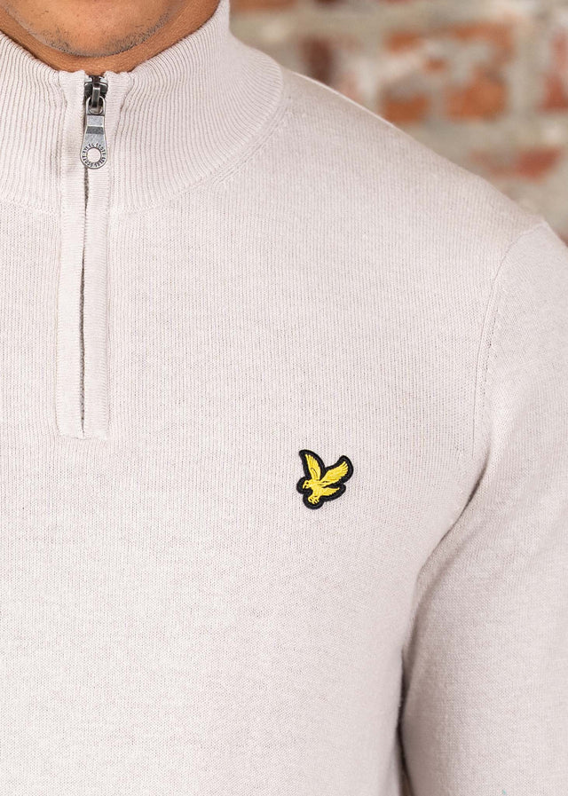 Lyle & Scott Sweaters Cotton merino quarter zip jumper - cove