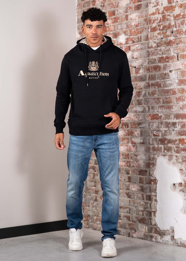 Aquascutum Hoodies Big logo hoodie fleece - black