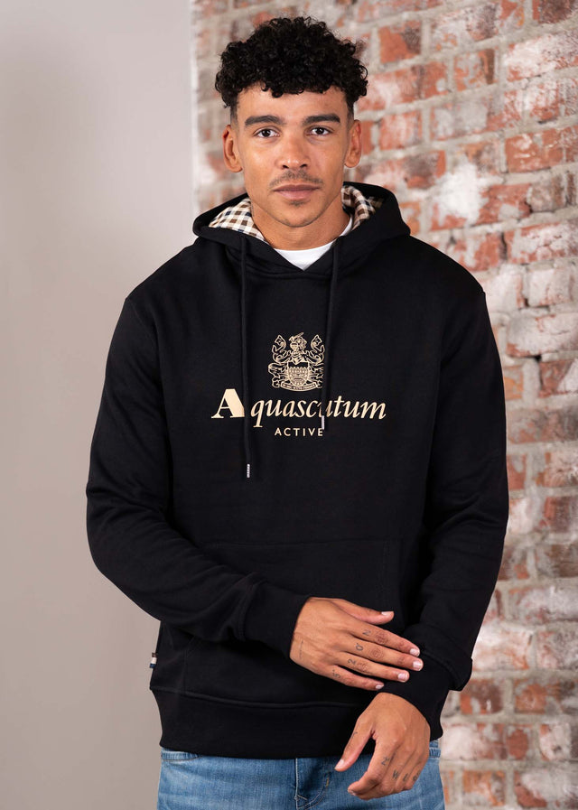 Aquascutum Hoodies Big logo hoodie fleece - black
