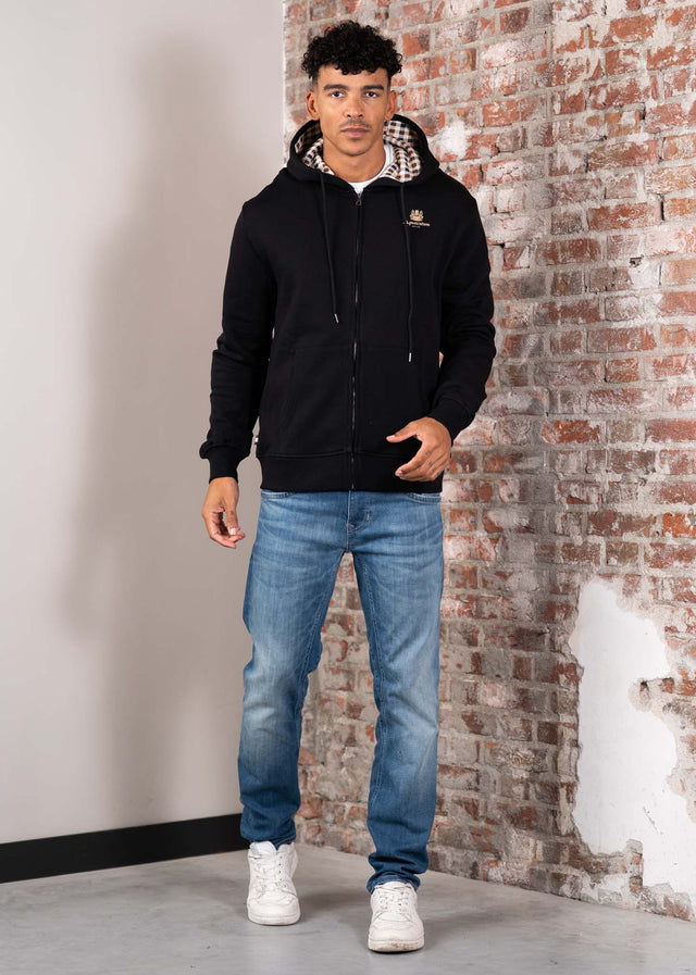 Aquascutum Cardigans Full zipped hoodie fleece - black
