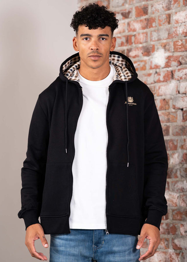 Aquascutum Cardigans Full zipped hoodie fleece - black