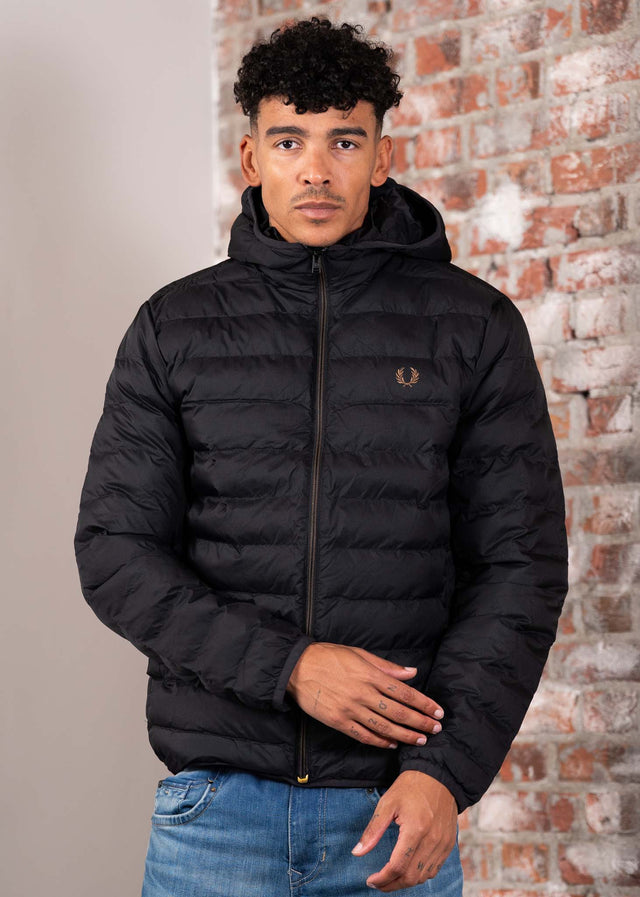 Fred Perry Jackets Hooded insulated jacket - black