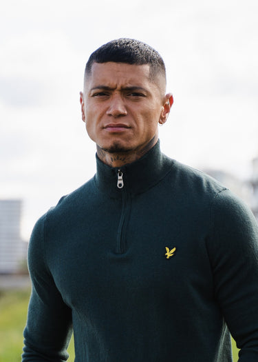 Lyle & Scott Truien Cotton merino quarter zip jumper - argyle teal