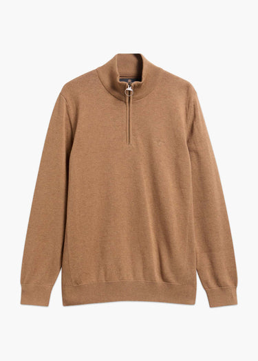 Barbour Sweaters Barbour cotton half zip knitted jumper - sandstone