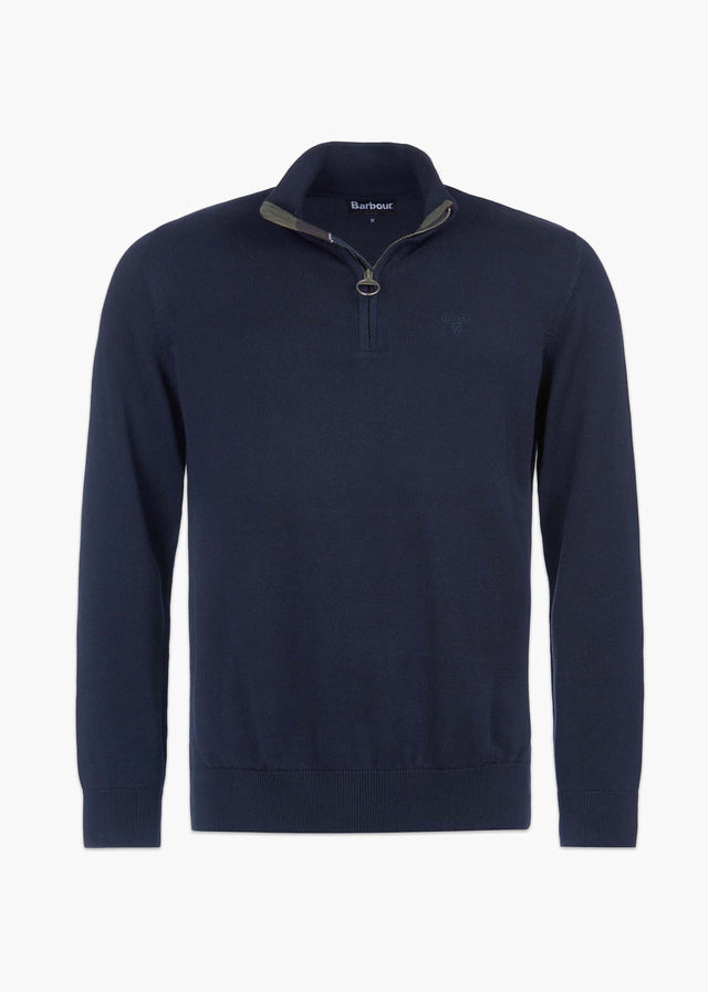 Barbour Sweaters Cotton half zip knitted jumper - navy