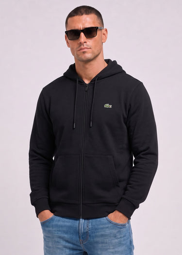 Lacoste Hoodies Fleece zipped front hoodie - black