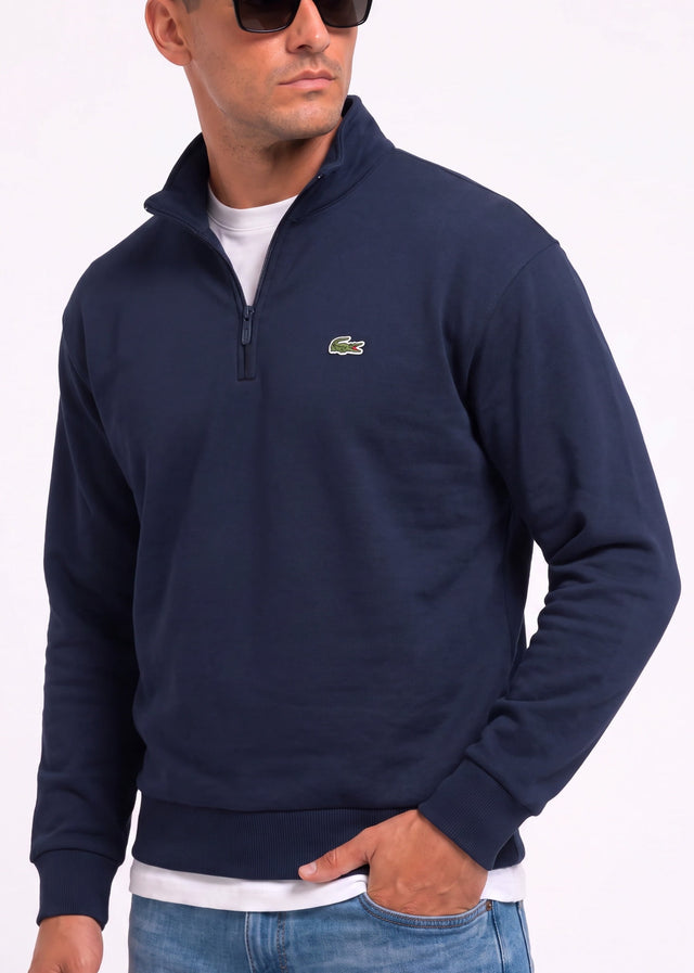 Lacoste Sweaters Quarter zip fleece sweatshirt - navy blue