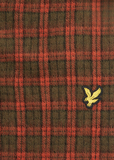 Lyle & Scott Sjaals Tartan lambswool scarf - victory orange olive jet black