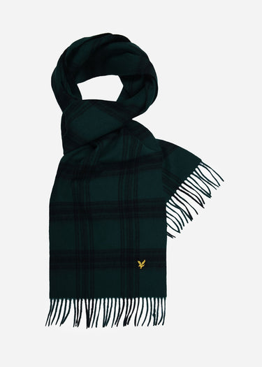 Lyle & Scott Sjaals Check lambswool scarf - argyle teal jet black