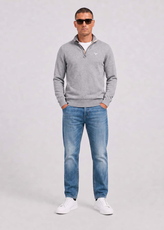 Barbour Sweaters Barbour cotton half zip knitted jumper - grey marl