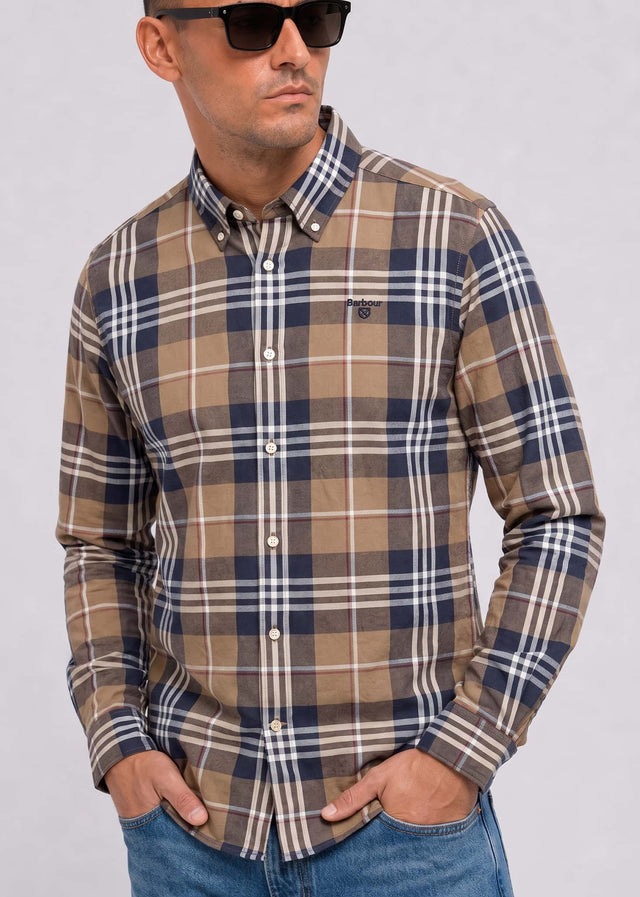 Barbour Shirts Barbour edger tailored checked shirt - stone