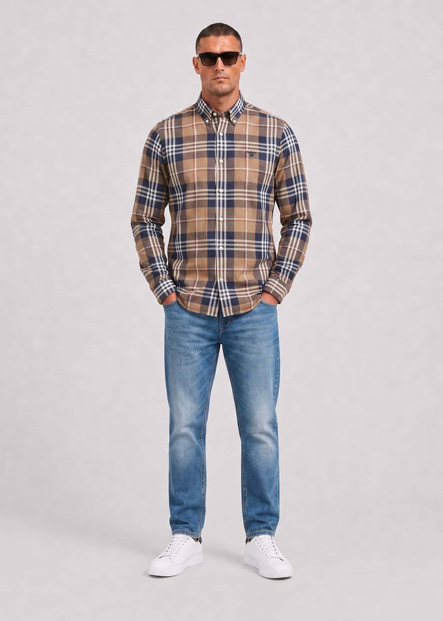 Barbour Shirts Barbour edger tailored checked shirt - stone
