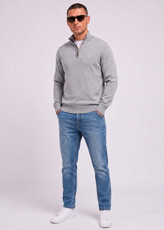 Barbour Sweaters Barbour cotton half zip knitted jumper - grey marl
