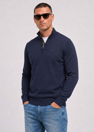 Barbour Sweaters Cotton half zip knitted jumper - navy