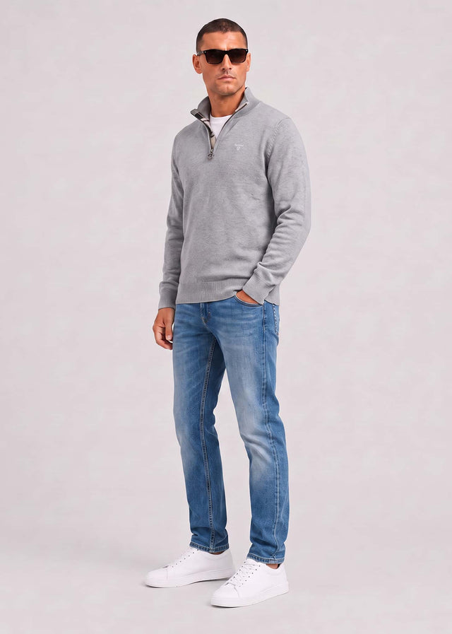 Barbour Sweaters Barbour cotton half zip knitted jumper - grey marl
