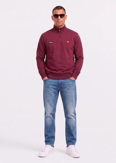 Ellesse Truien Verazo quarter zip top - burgundy