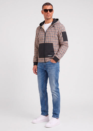 Aquascutum Cardigans Check full zip stretch fleece - black