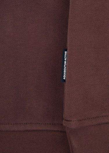 Aquascutum Sweaters Check shoulder quarter zip fleece - chocolate