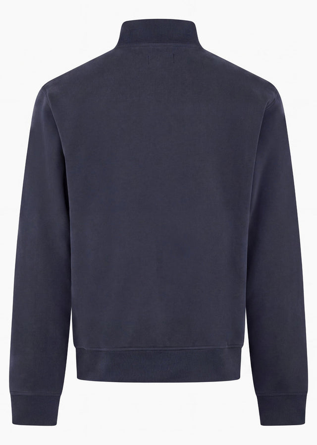 Aquascutum Sweaters Check shoulder quarter zip fleece - navy