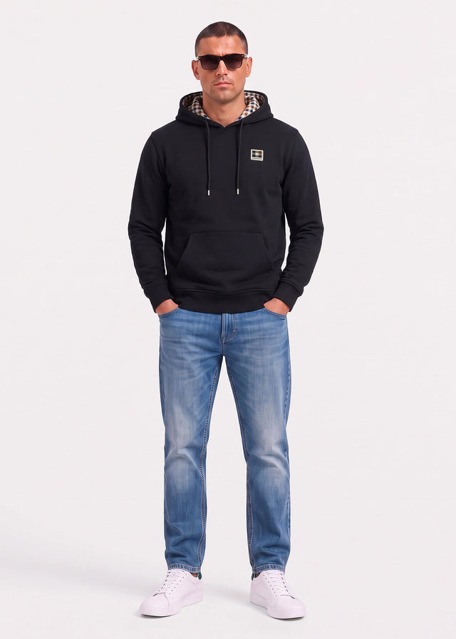 Aquascutum Hoodies Badge hoodie fleece - black